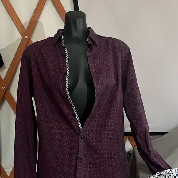 Cactus Man by Ricky Singh men’s  size Small. Purple print. Floral collar & cuff - Picture 1 of 9